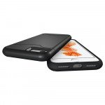 Wholesale iPhone 7 Card Holder Hybrid Case (Black)